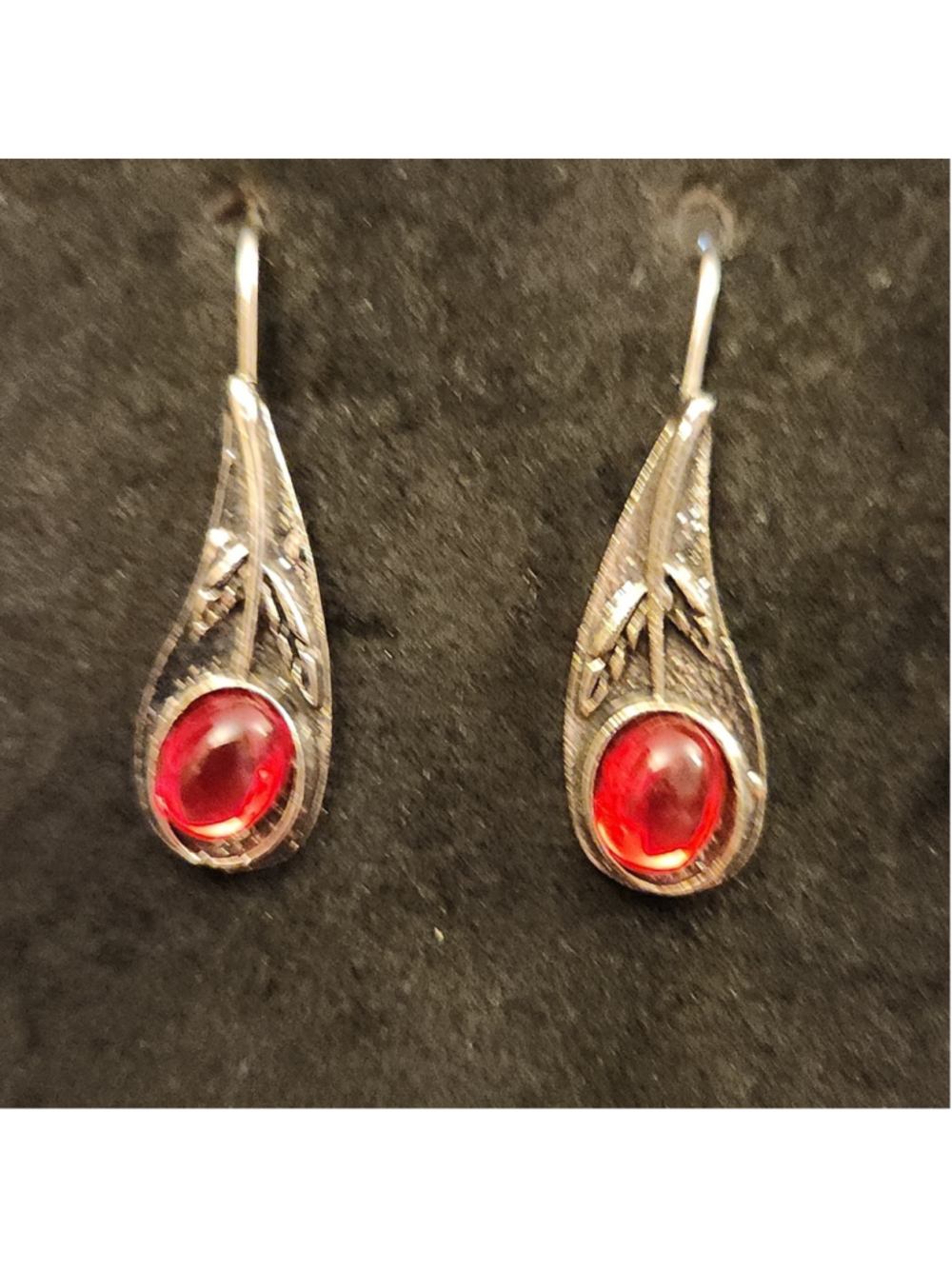 Teardrop Crimson Drop Earrings - Picture 6 of 8